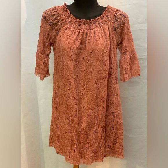 Small Maurice’s blush pink off the shoulder lined lace midi mini dress - Picture 1 of 13